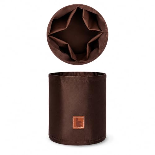 GIVLEFLY Purse Organizer Insert for Duffle Bucket Bag, Satin Polyester Handbag Liner with Multiple Pockets, Structured Divider Shaper, Lightweight Inner Organizer for Everyday Essentials,Brown - color: Brown, size: 4.92"(L)– Measure Before Purchase