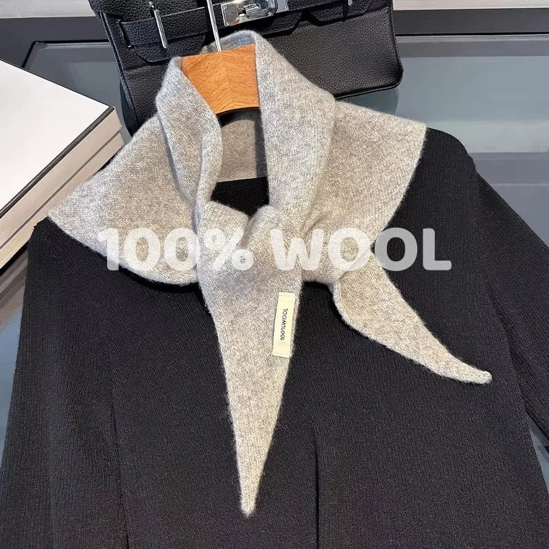 Quick Pick Grocers 100% Wool Winter Scarf – Bright Solid Color Thickened Knitted Shawl for Women 2025